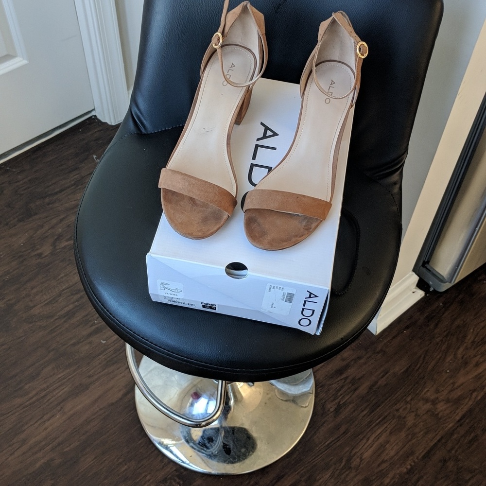 Ankle strap covered block heel